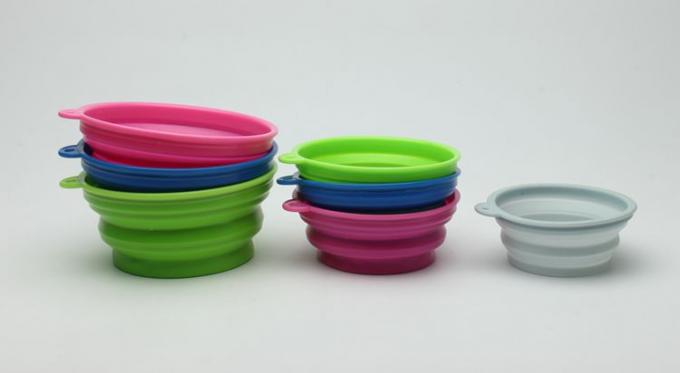 A cor redonda personalizou a bacia por atacado dobrável do alimento para cães do silicone